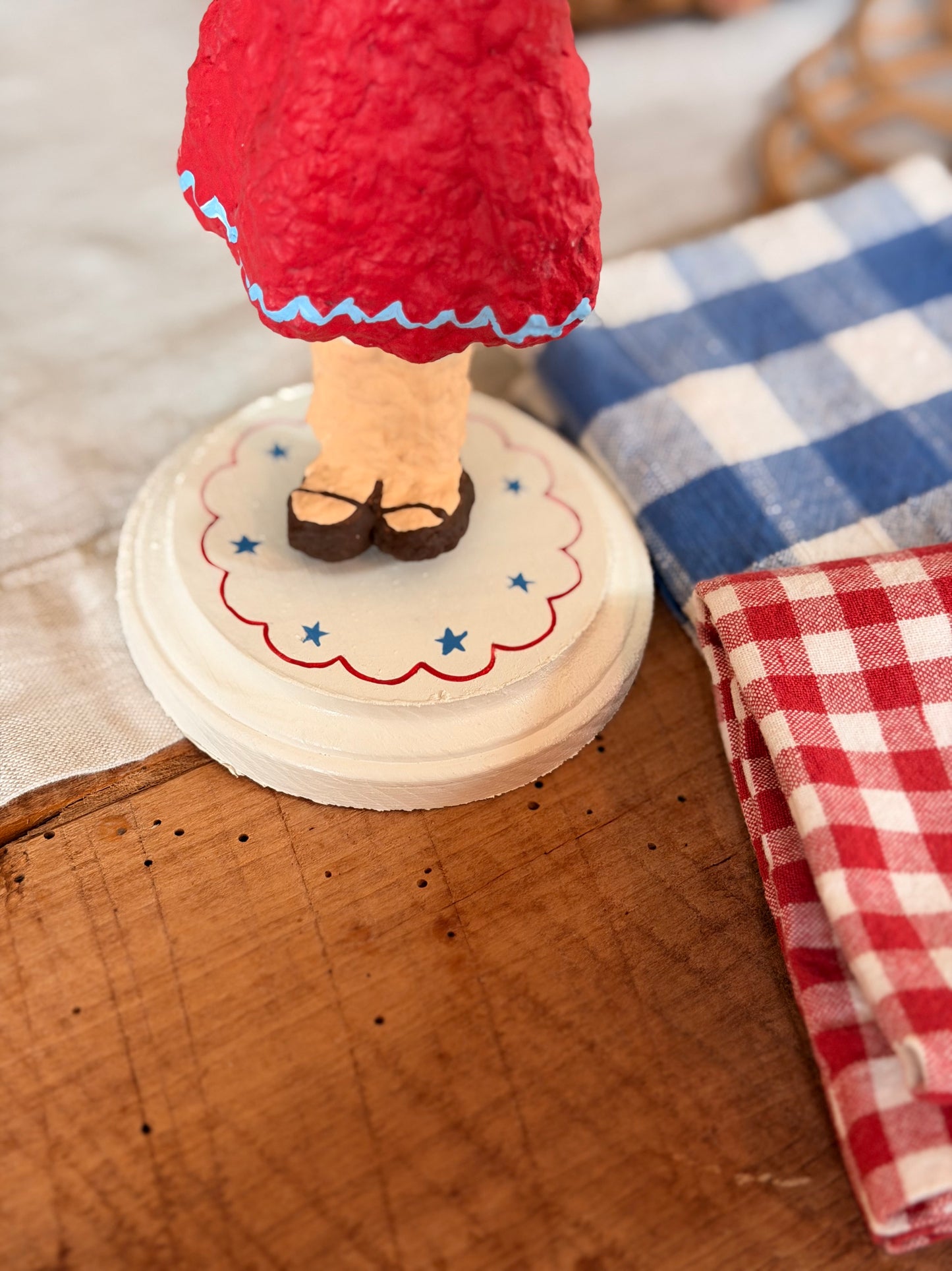 Maisie the Patriotic Girl paper mache figurine
