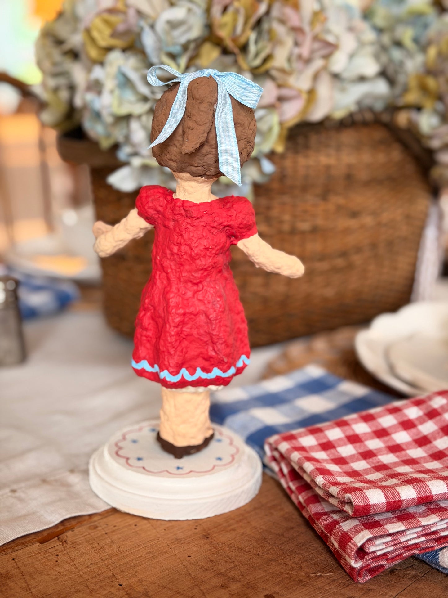 Maisie the Patriotic Girl paper mache figurine
