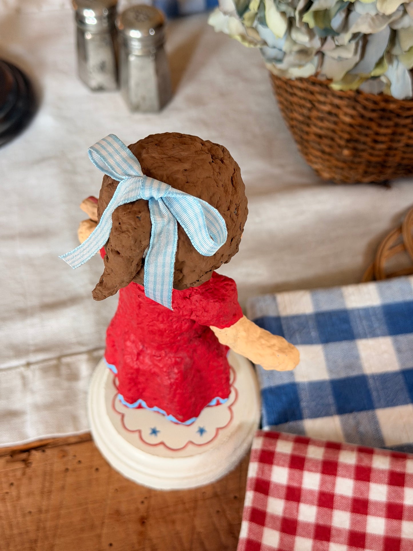Maisie the Patriotic Girl paper mache figurine