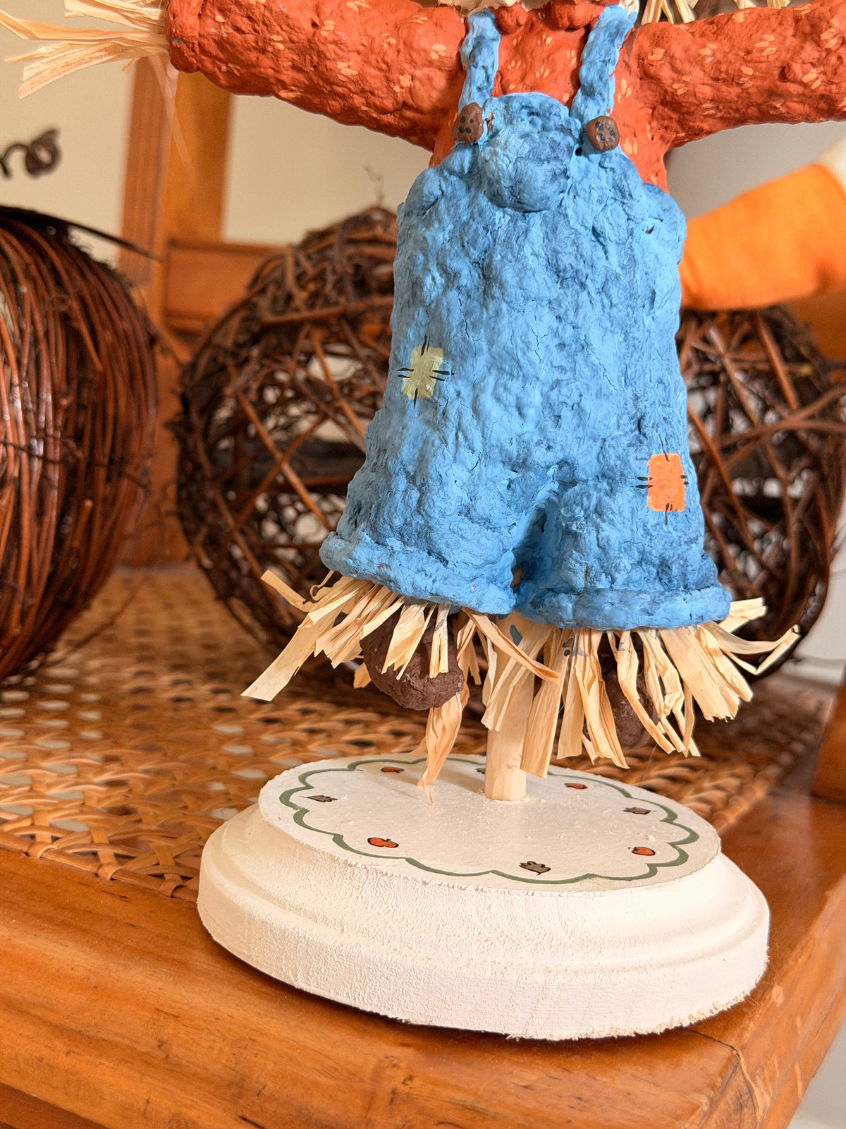 scarecrow boy paper mache figurine