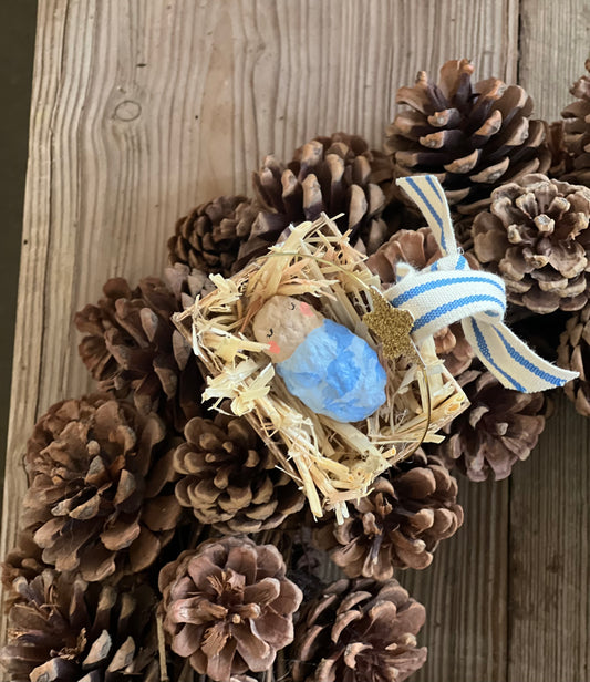 paper-mache Baby Jesus ornament PREORDER