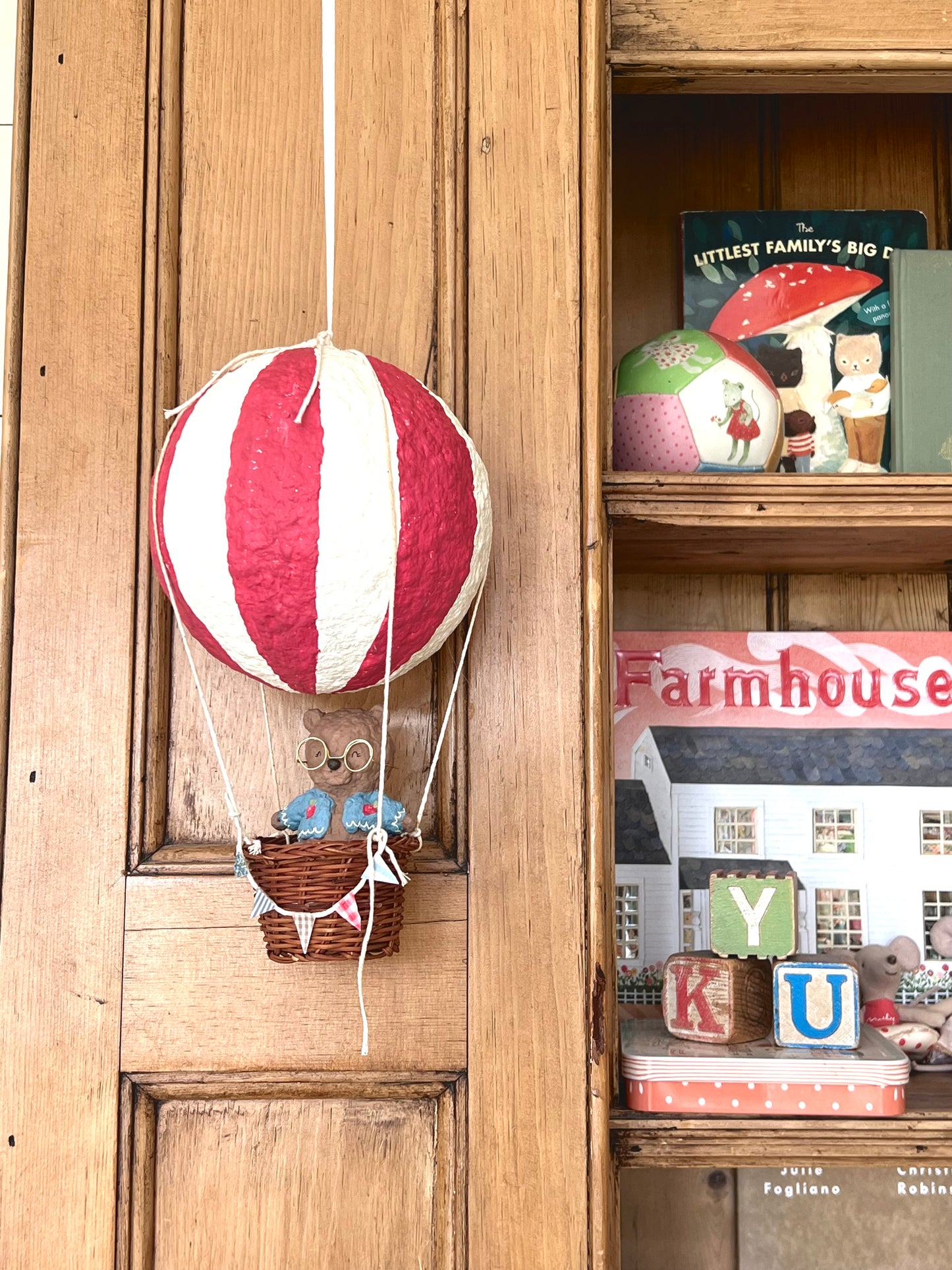 paper mache hot air balloon & bear PREORDER