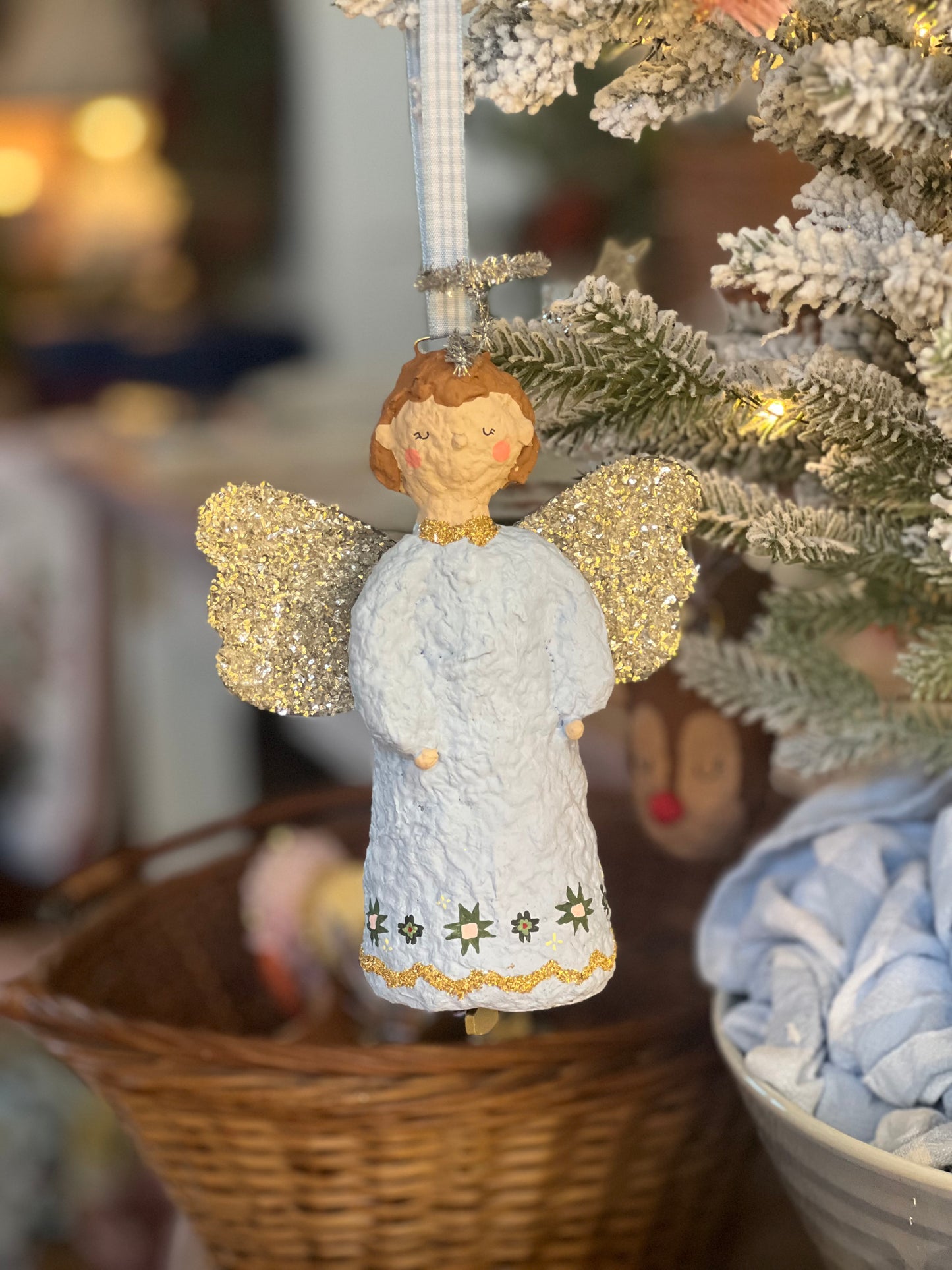 paper-mache angel bell ornament (RED IS PREORDER ONLY)
