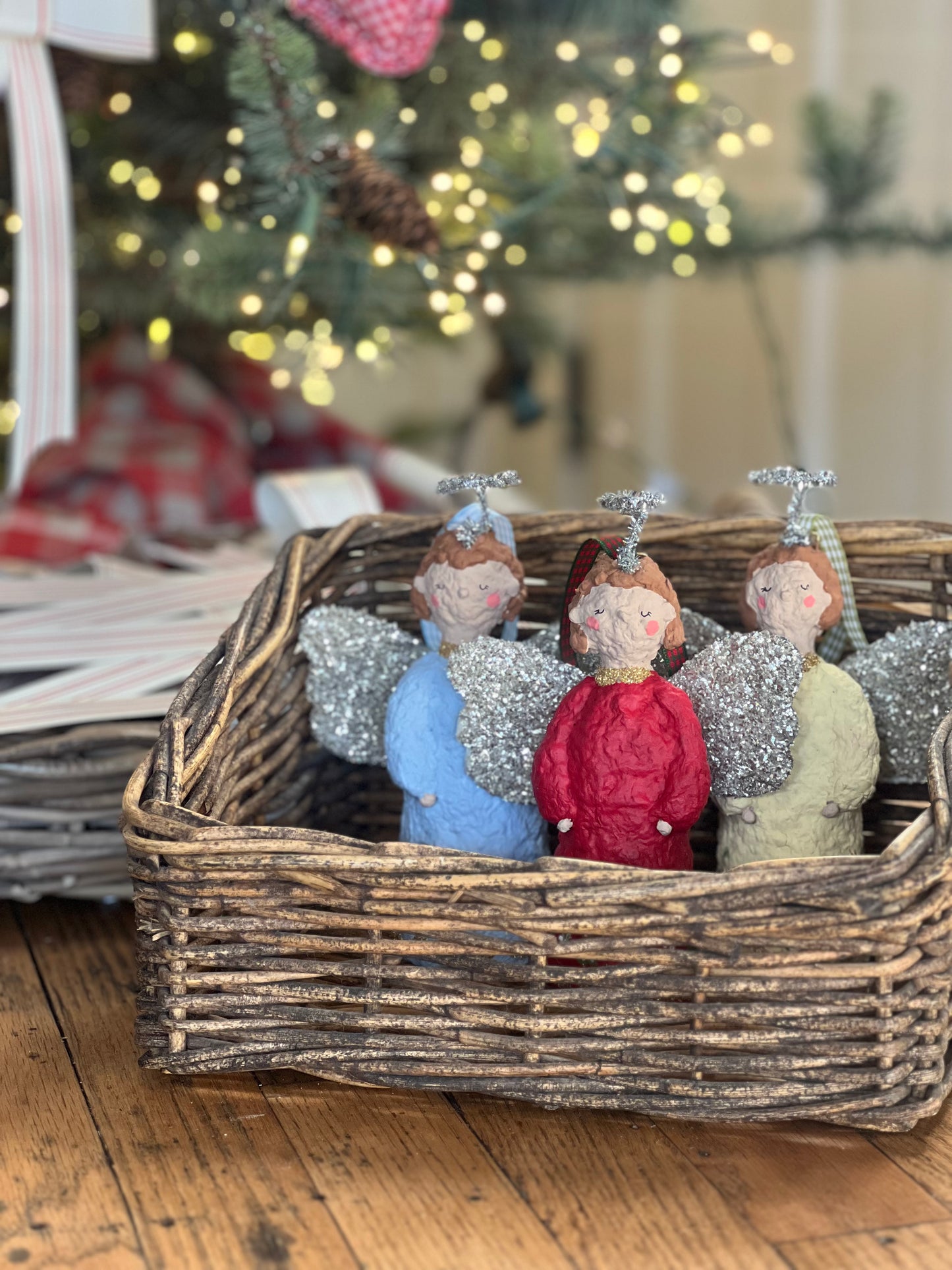 paper-mache angel bell ornament (RED IS PREORDER ONLY)