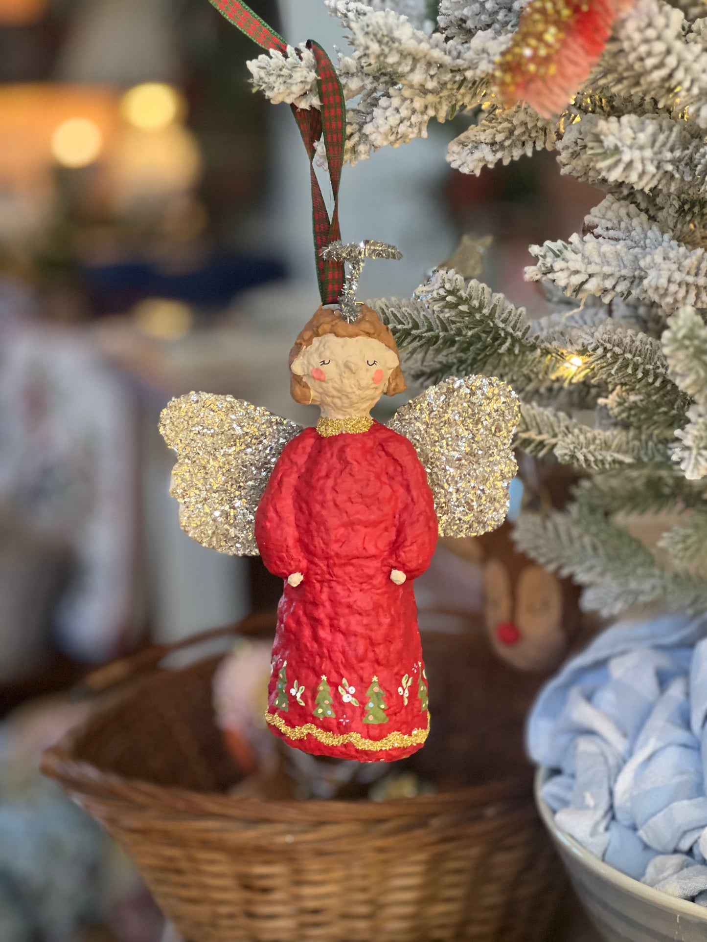 paper-mache angel bell ornament (RED IS PREORDER ONLY)