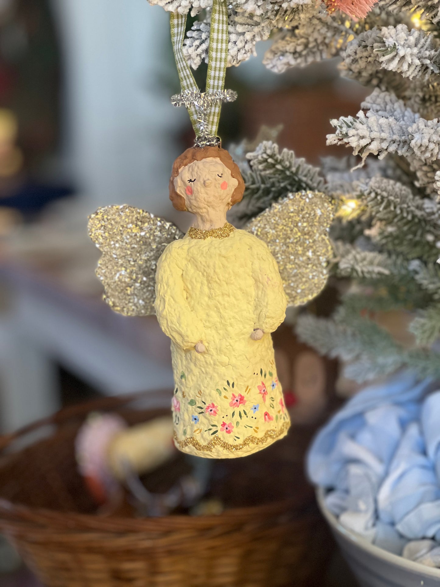 paper-mache angel bell ornament (RED IS PREORDER ONLY)