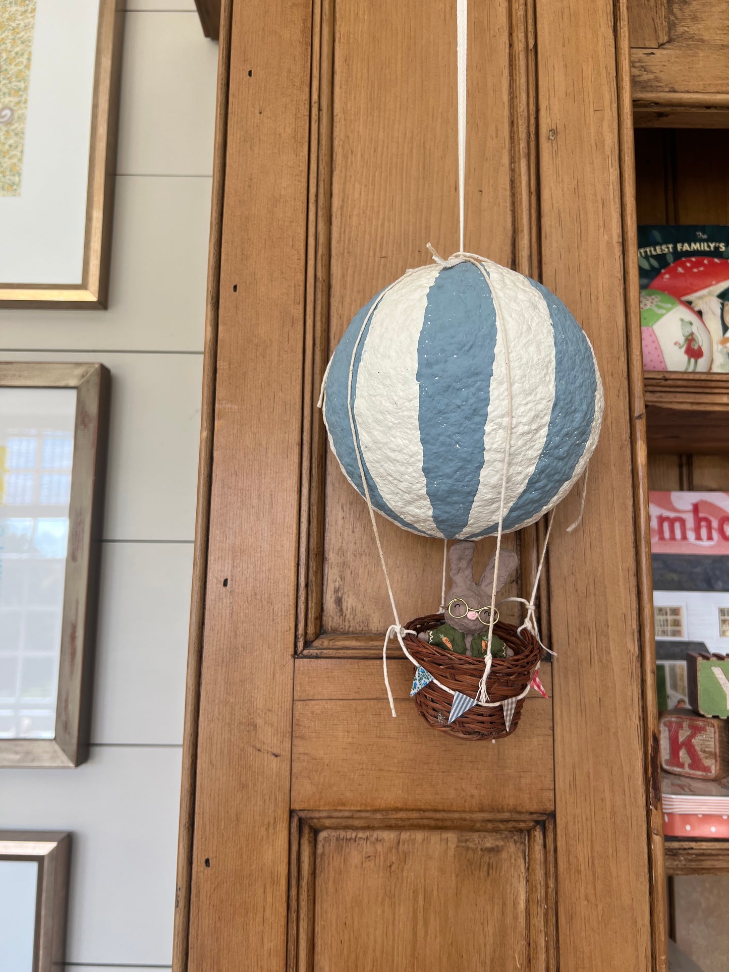 paper mache hot air balloon & rabbit PREORDER