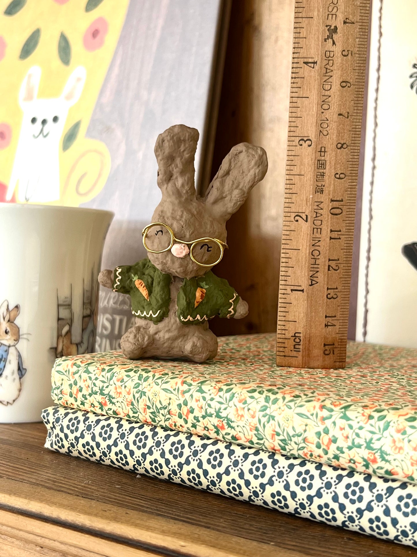 paper mache hot air balloon & rabbit PREORDER