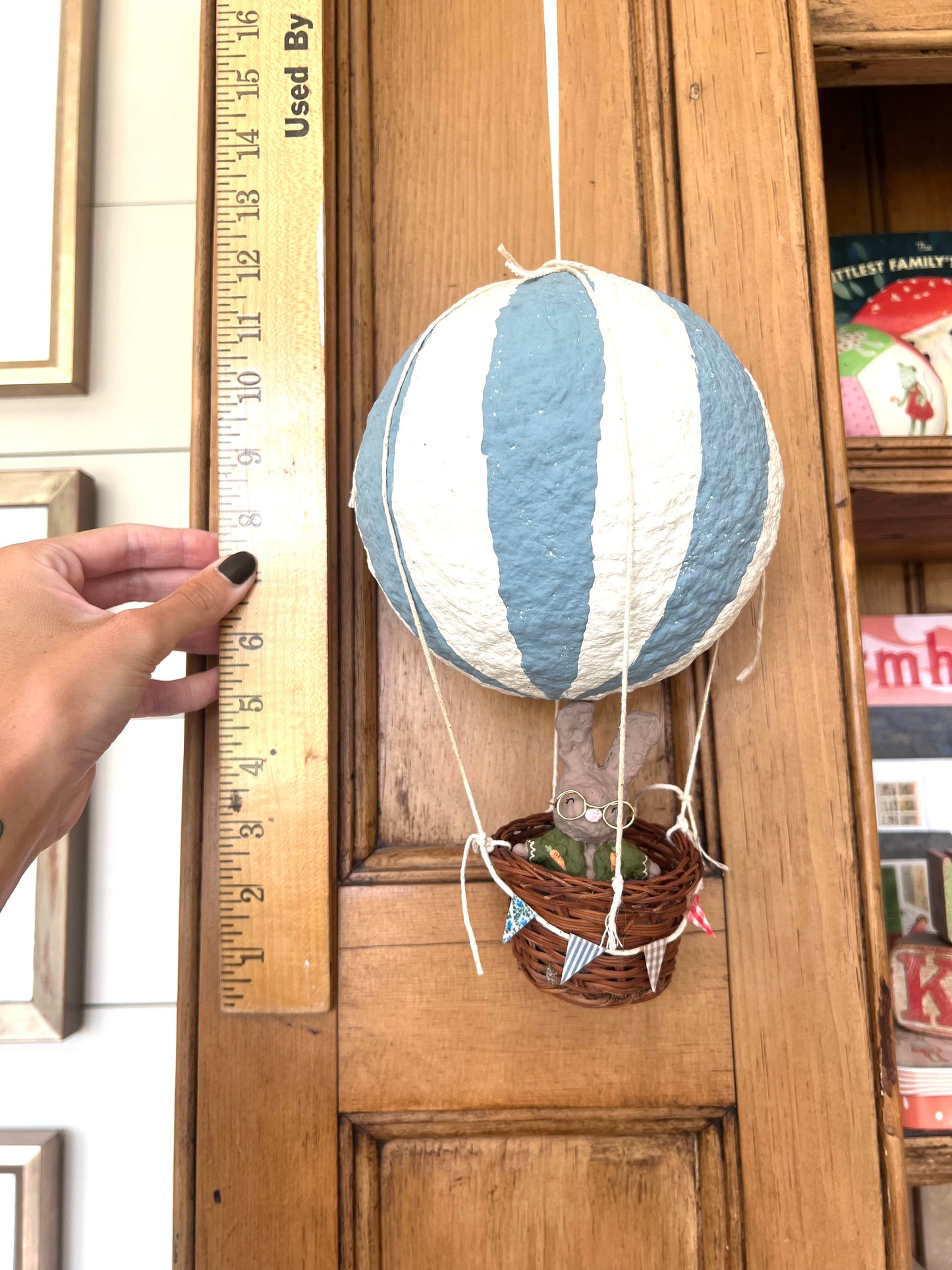 paper mache hot air balloon & rabbit PREORDER
