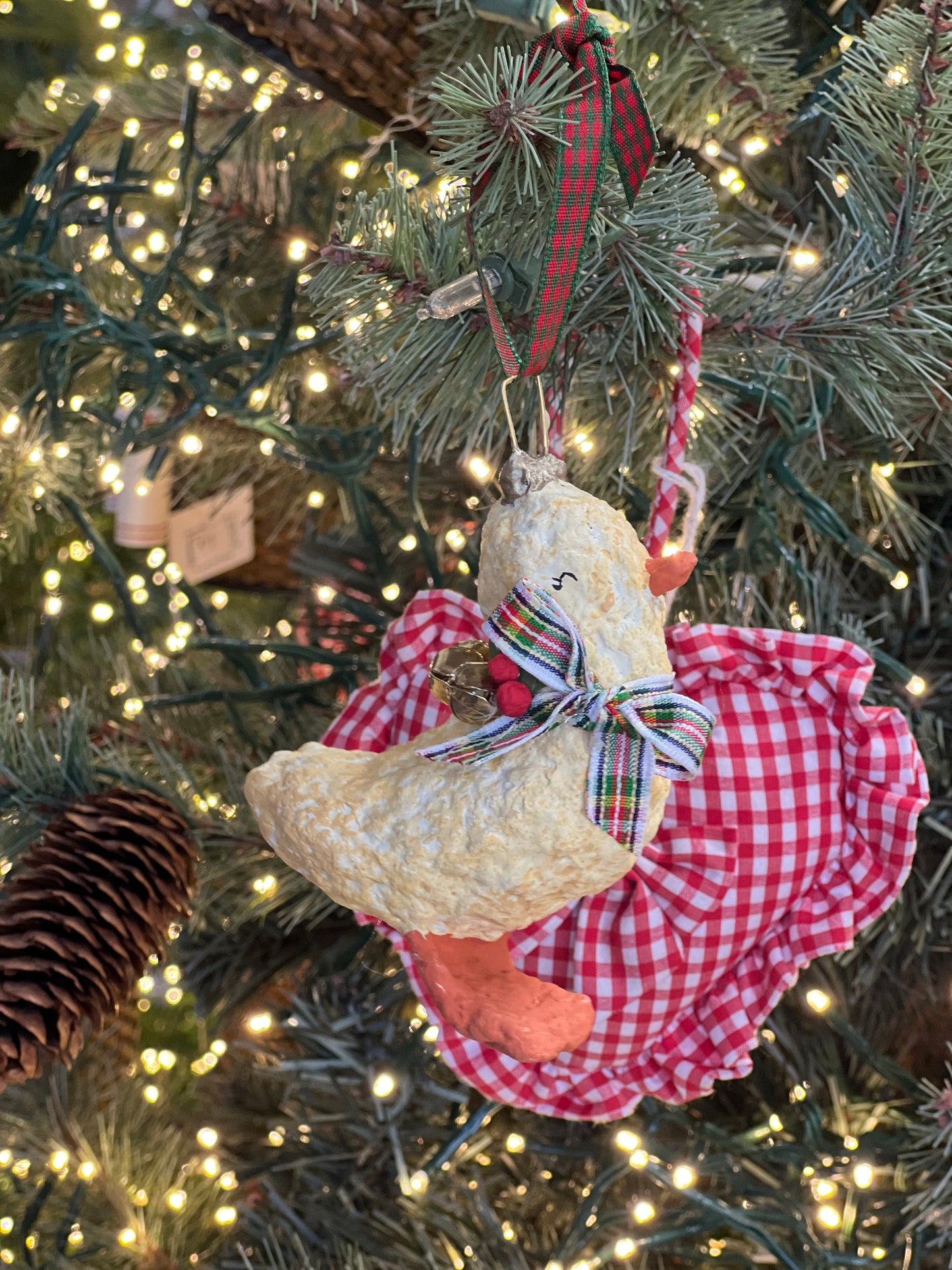 paper-mache festive lil duck ornament