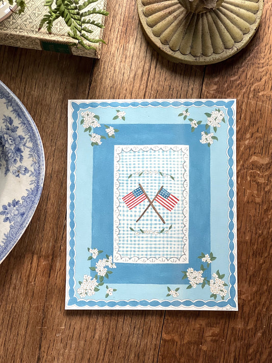 American flags & flowers print