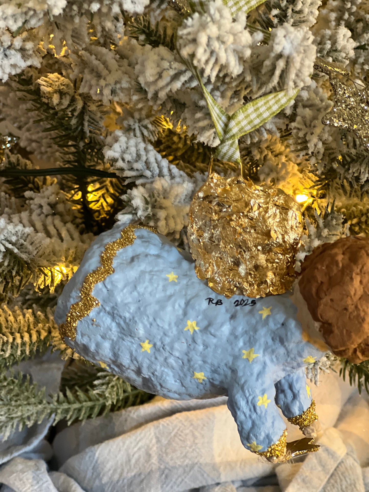 paper-mache flying angels ornament PREORDER