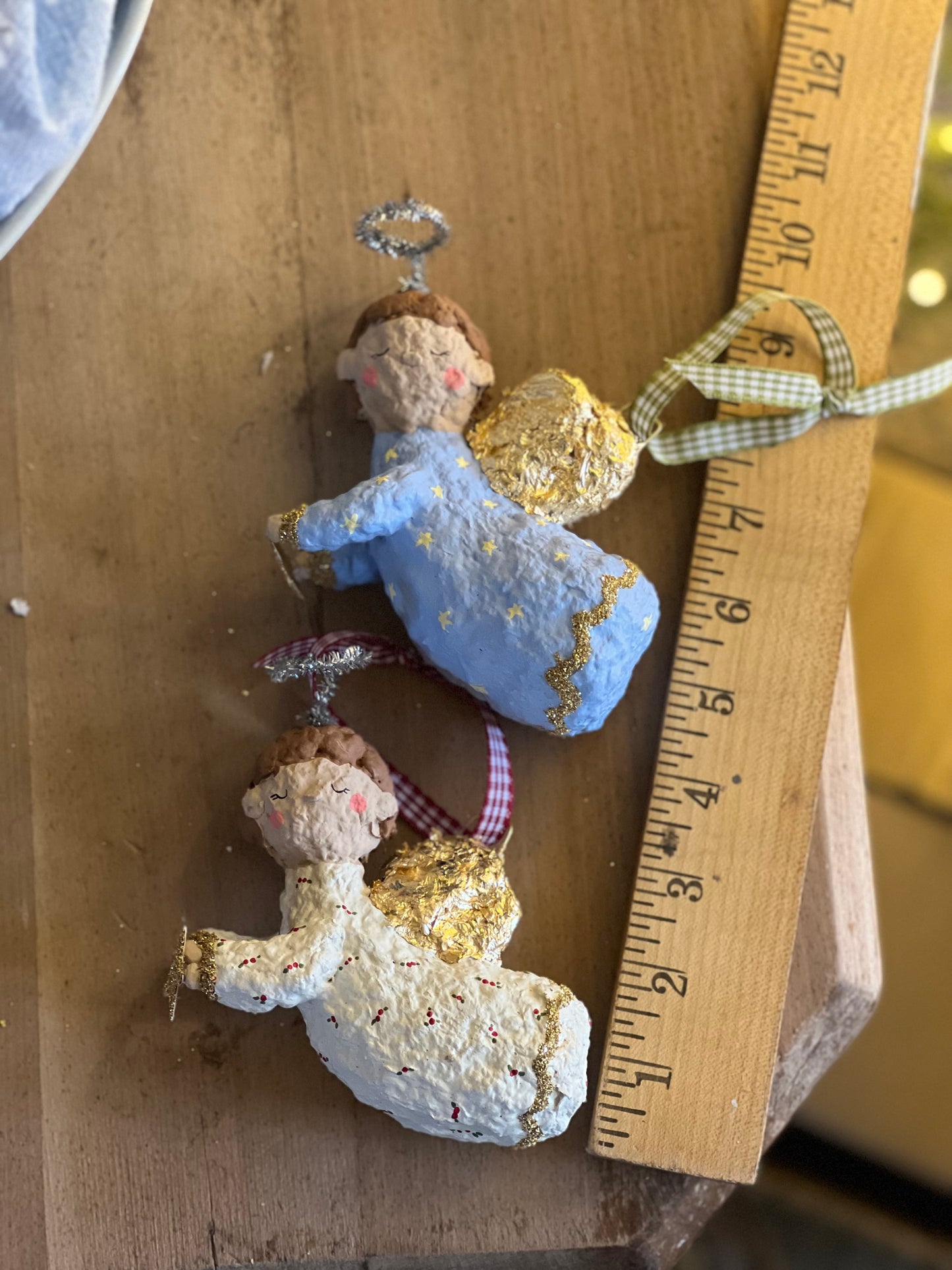 paper-mache flying angels ornament PREORDER