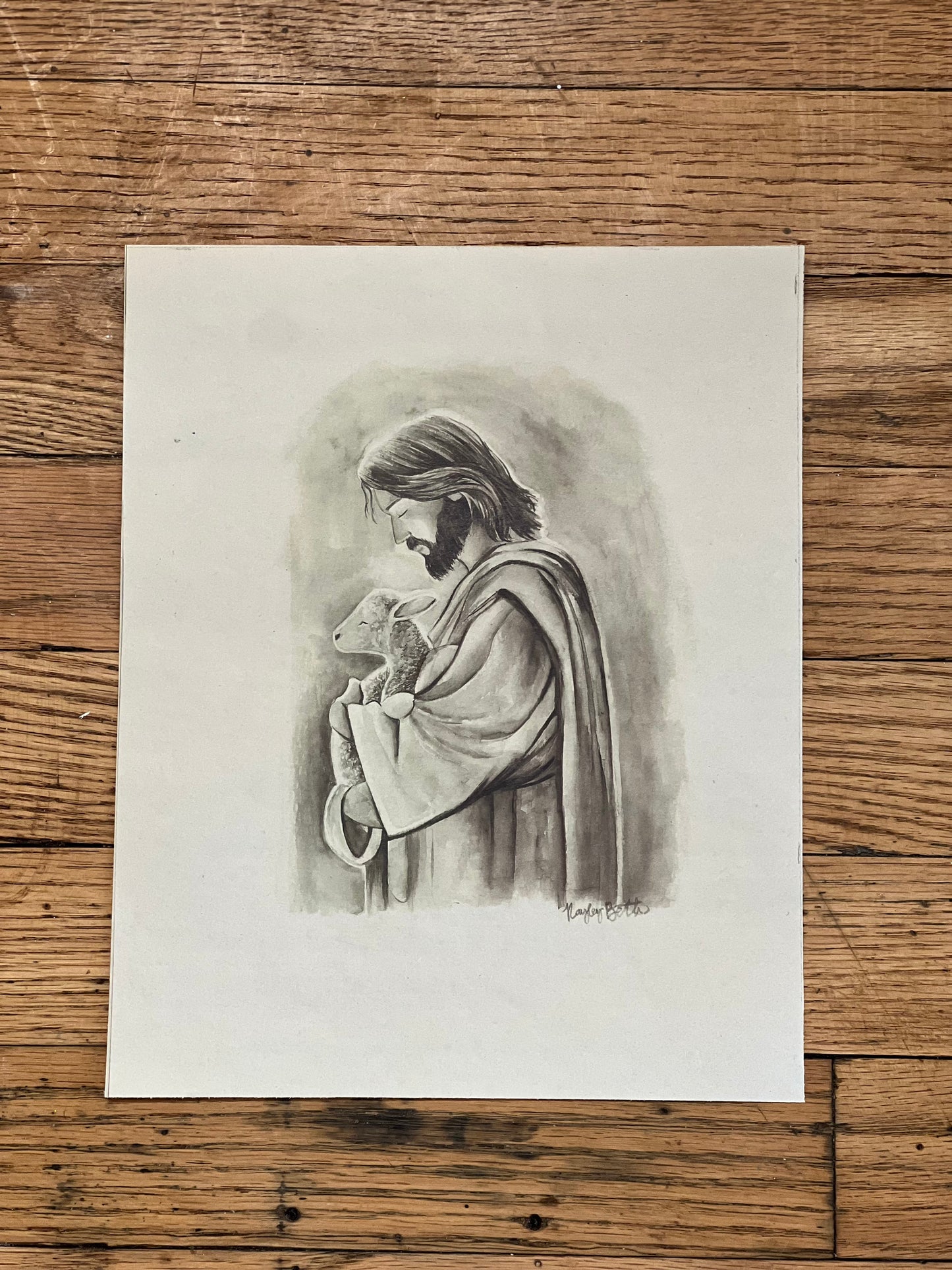 vintage inspired Jesus holding lamb print