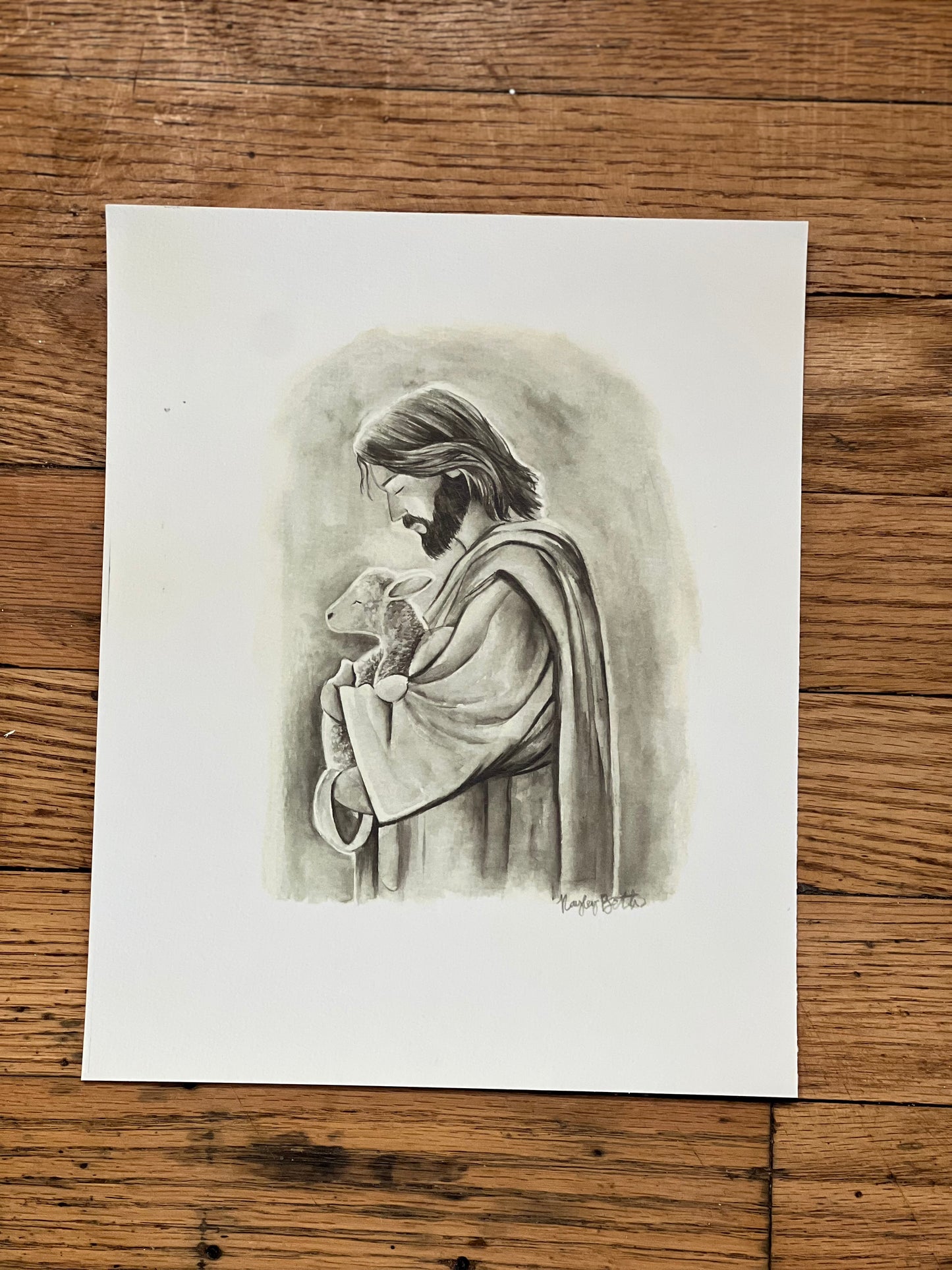 vintage inspired Jesus holding lamb print
