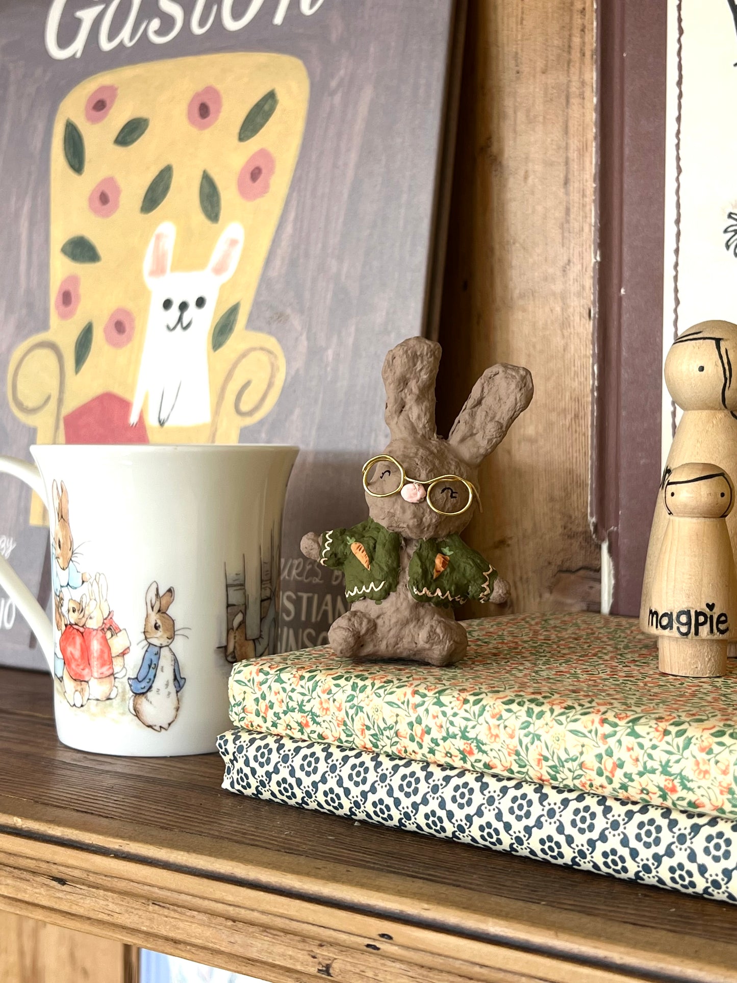 paper mache hot air balloon & rabbit PREORDER