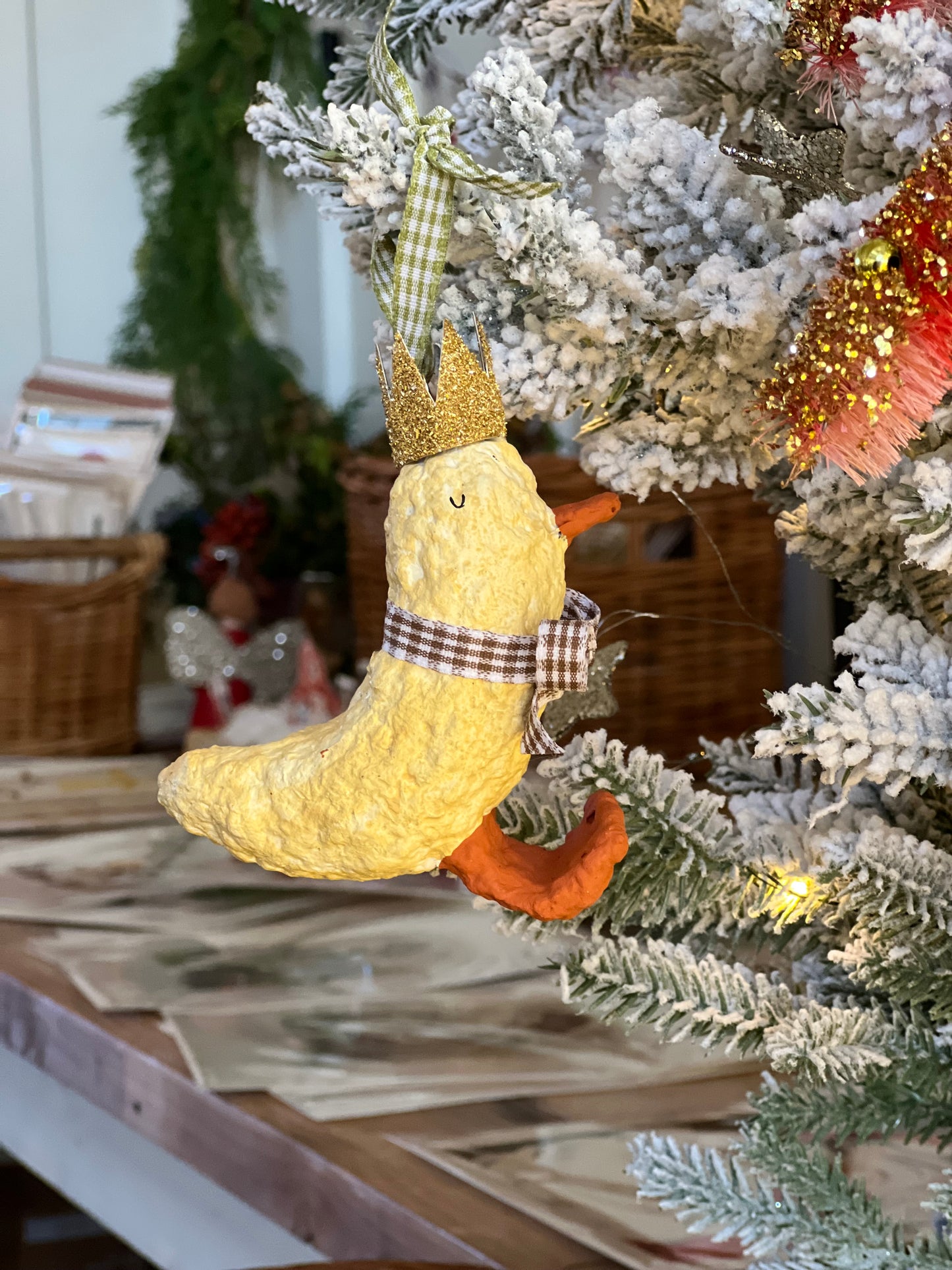 paper-mache duck prince ornament