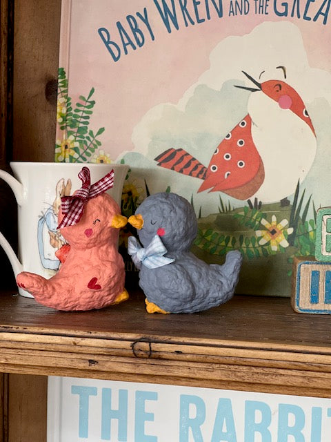 paper mache valentine's love birds set (table piece) PREORDER