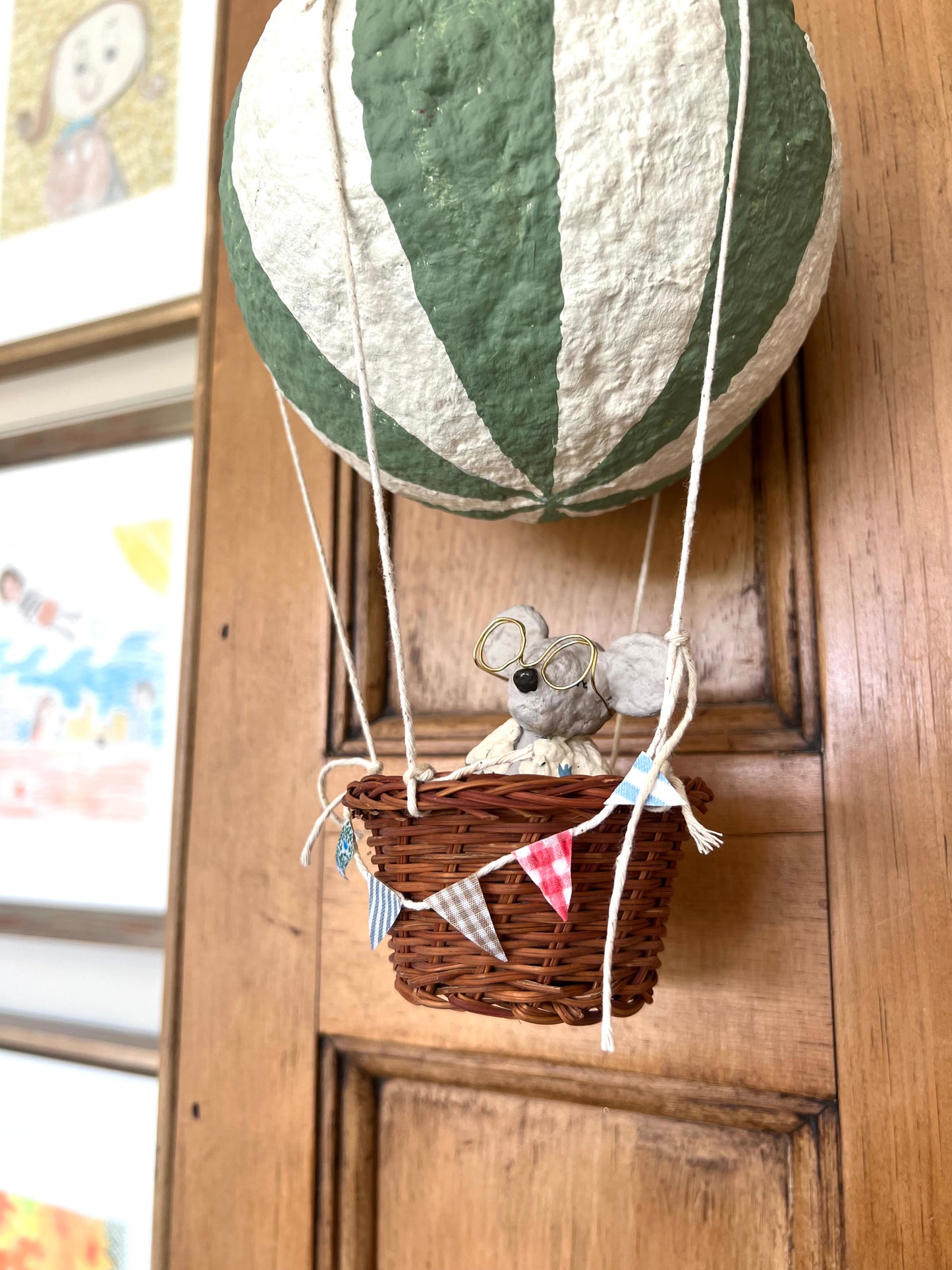 paper mache hot air balloon & mouse PREORDER