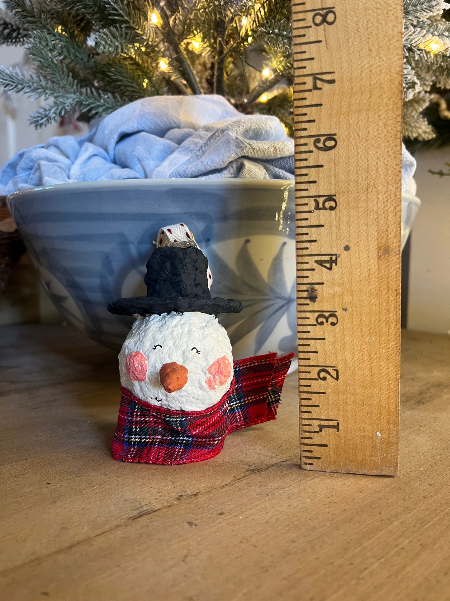 paper-mache snowman ornament PREORDER