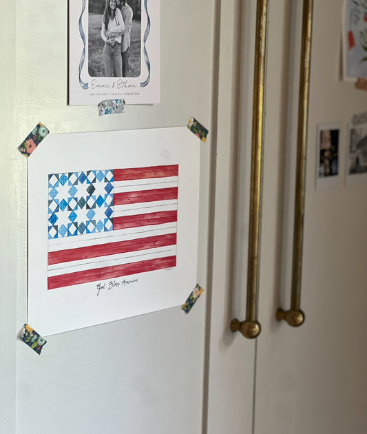 cream/white quilt American flag print